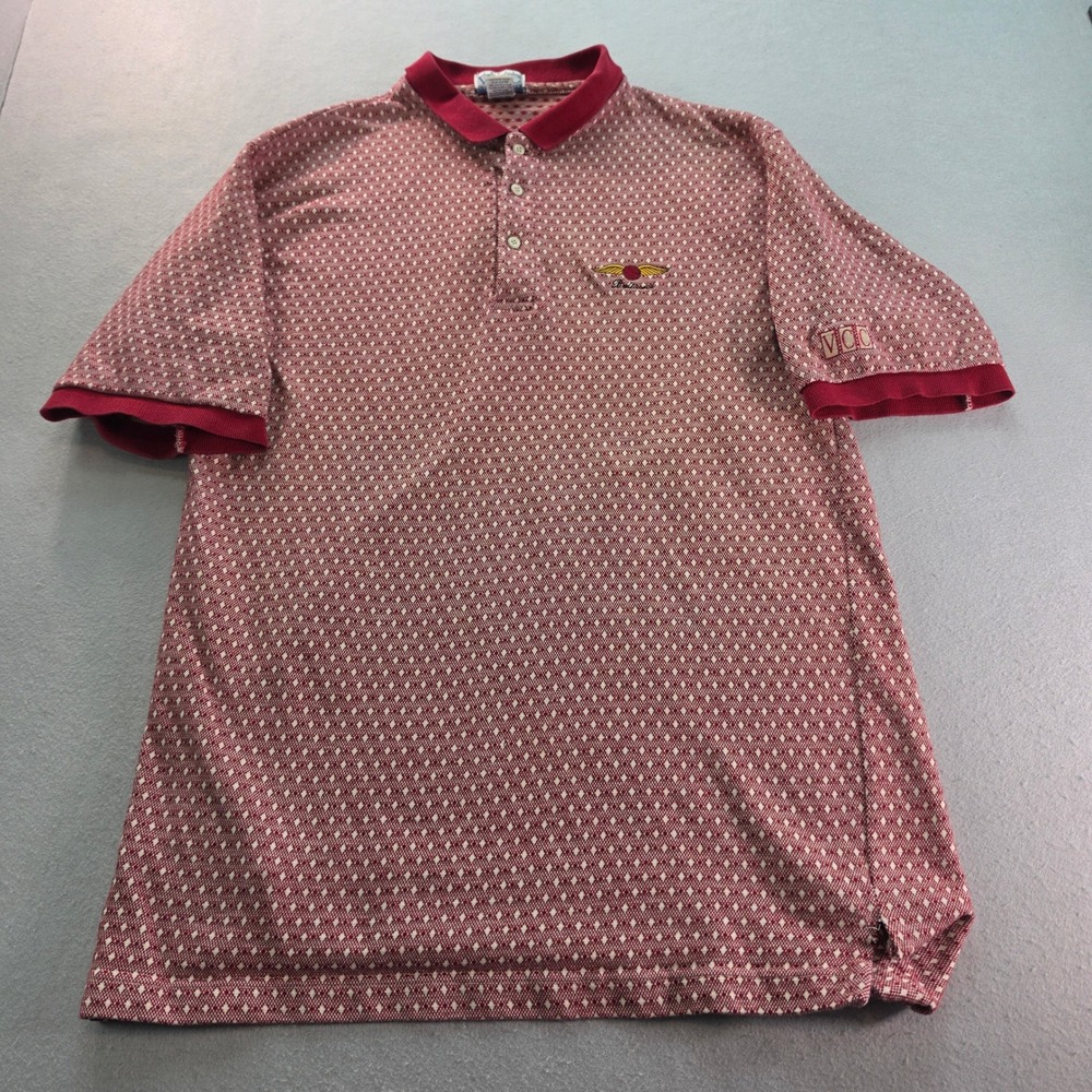 VTG 90s Vantage VCC Baltusrol Golf Club Polo Men's Large Red Diamond Knit USA